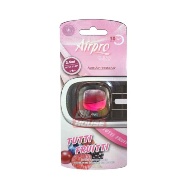 Airpro Tutti Fruitti Mini Vent Clip Car Air Freshener 2.5ml