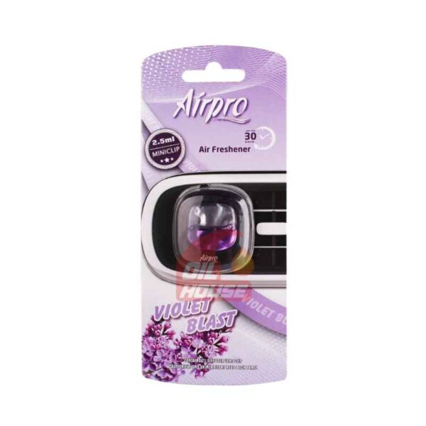 Airpro Violet Blast Mini Vent Clip Car Air Freshener 2.5ml